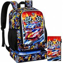 Mochila infantil 2 en 1 para niños, mochila escolar de 17" con compartimento inferior incorporado para el almuerzo, mochila resistente al agua para preescolar y primaria - Camión azul dinámico de doble tracción - Mochila para mujer de 16 pulgadas - Ver 11