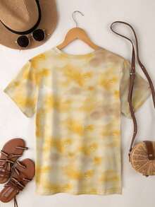 LUNE Camiseta de manga corta con cuello redondo y estampado de elementos de caballo para Halloween para mujer, camisetas gráficas de verano para mujer - Multicolor - Ver 2