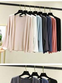 Women's Plus Size Lightweight Long Sleeve Cardigan, Suitable For Air-Conditioned Rooms, Daily Outings, Beach And Outdoor - 40kg-80kg Shawl - View 6
