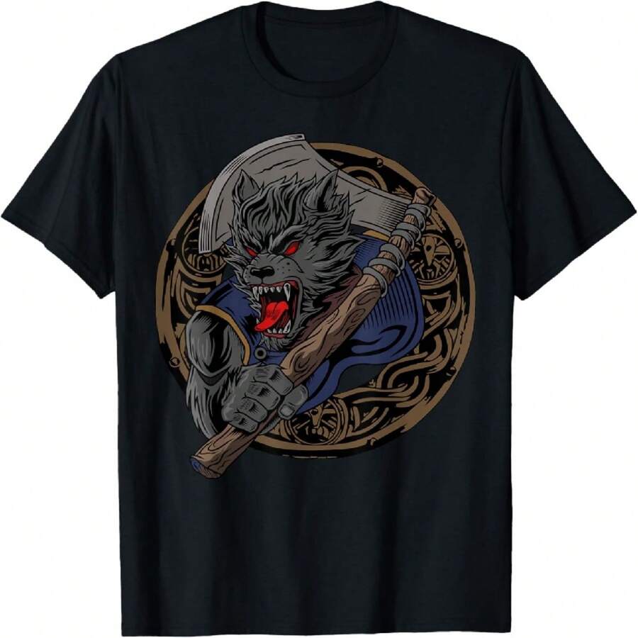 Wolf Viking Werewolf Berserker T-Shirt - 黑色 - 查看 1
