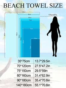 1件超柔軟夏季海灘海龜圖案印花超細纖維海灘巾，家居裝飾，適用於海灘、游泳池、露營和旅行，極致舒適 - 彩色 - 查看 4