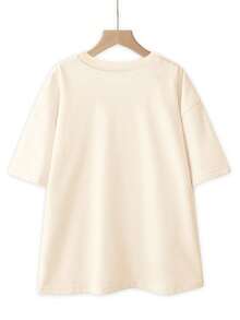 Camiseta de manga corta de talla grande para mujer , nueva ropa de verano popular para mujer de talla grande, corte holgado, 100% algodón puro, suave - fácil de usar, lavar y cuidar. - albaricoque - Ver 2