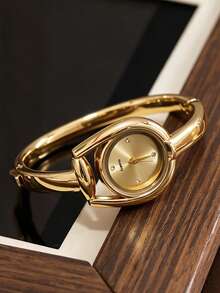 1 pieza Reloj pulsera de mujer, esfera pequeña con números romanos, correa no ajustable, estilo británico retro, reloj de lujo de nicho de cuarzo, adecuado para ocasiones como vacaciones, fiestas, bodas, vuelta al colegio, Navidad, Acción de Gracias, Halloween, Pascua, y un regalo ideal para mujeres - Dorado - Ver 2