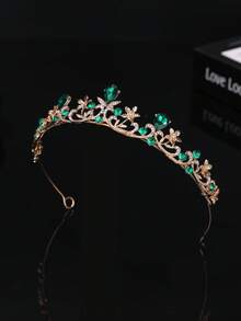 1 chiếc vương miện công chúa 3D thời trang nữ, đính đá lấp lánh sang trọng, phụ kiện tóc sinh nhật. - màu xanh lá - Xem 9