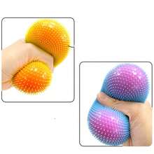 1pc Pressure Color-Changing Plush Ball, Spiky Pointed Sensory Toy, Squeeze & Stretch Anxiety Relief Toy, Suitable For Teens, Couples, Adults, DIY Cute Desk Decor - Multicolor - View 8