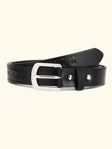 1pc Rhinestone Square Buckle Belt For Teenage Girls, Retro Punk Style, Unisex Casual Belt Suitable For Jeans, Skirts And Party Outfits - Belt - View 14