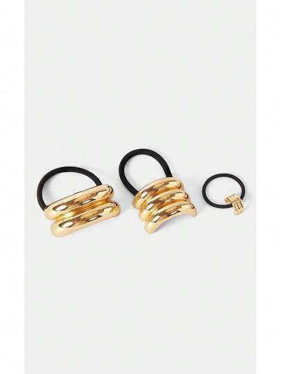 Noxbound 3pcs Europe And The United States Geometric Metal Bump Elasticity New Elegant Hair Ties Versatile Hair Rope Retro Elegant Hair Tie Ponytail Holders Hair Elastics Hair Rubber Bands Scrunchies, Hair Bobbles Hair Accessories Head Accessories Elastic Band