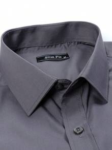 Rand paul Men's Long Sleeve Shirt - Slim Fit Slightly Stretchy - Màu xám đen - Xem 4