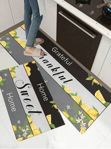 1pc Vintage Lemon Seaweed Bath Mat - Super Absorbent, Non-Slip, Perfect For Bathroom, Kitchen And Dining Room Use - Quick Dry, Perfect Gift For Home Decor And Bathroom Mat - Multicolor - View 2