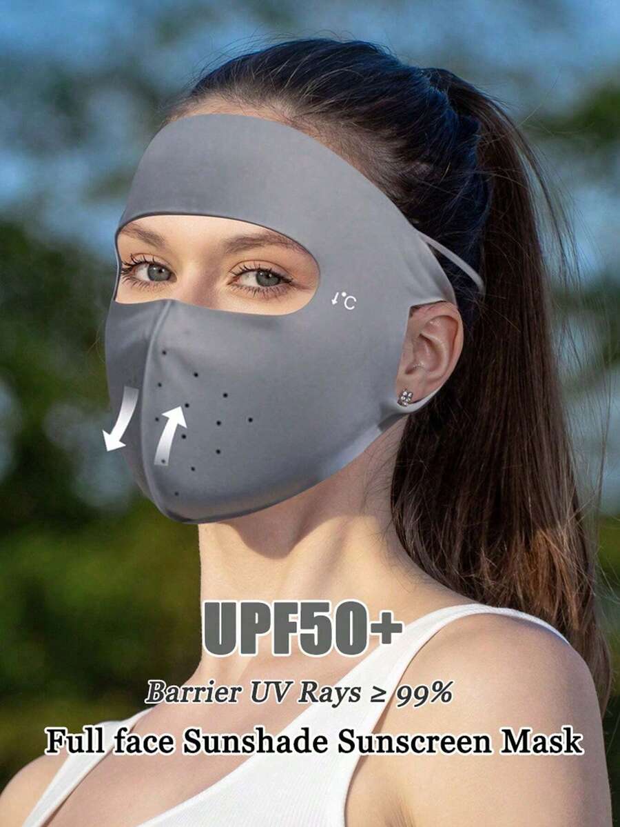1件女款夏季防紫外線面罩,冰絲防曬面罩,全臉防曬面罩,輕量透氣夏季防曬面罩,戶外騎行與日常出行防曬面罩,全臉防曬/防風/防塵面罩,四季可穿。(C度隨機位置) - 彩色 - 查看 1