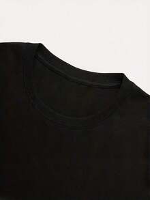 Servicio de Limpieza Servicio de Limpieza Camiseta de Mujer de Talla Grande con Estampado de Patrón Creativo, Cuello Redondo, para Primavera y Verano, 180g, Impresión por Transferencia de Calor, Transpirable y Cómoda - Negro - Ver 3