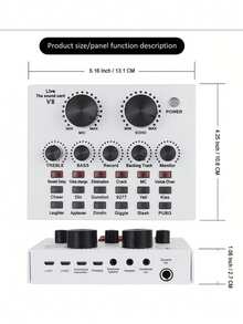 V8 Karaoke Recording & Broadcast Audio Mixer - USB External Sound Card For Live KTV, Recording Podcast Equipment Audio Interface For Laptop Computer Vlog Living Broadcast Live Streaming Audio Sound Card - White - View 7