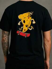 Versatile.1pac.100%Cotton.Camiseta De Pizza Skate 100% Algodao Unissex Plus Size Humor.Moda Corte - Black - View 6
