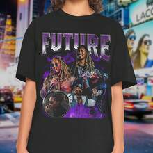 Future Purple Reign Retro Tshirt, Future Hendrix Bootleg Vintage Style Tee, Rapper Fan Merch, Vintag - Black - View 1