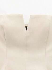 Elegant And Casual Solid Color Strapless Blouse For Women, Sexy Fashion Style, American Casual Wear, Basic Spring And Summer Shirt In White - 黑色 - 查看 2