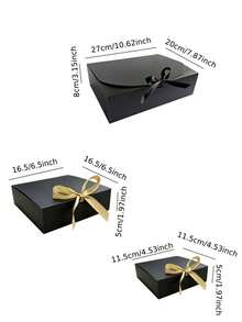 Tersedia 3 Ukuran, Kotak Hadiah Hitam dengan Tutup dan Pita Hitam, Kotak Hadiah Kertas untuk Pengantin Wanita, Pengiring Pengantin, Lamaran, Pernikahan, Ulang Tahun, Hadiah Pesta Natal - View 6
