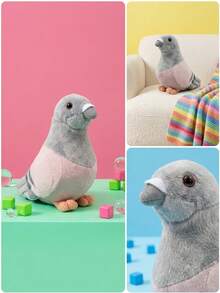 Muñeco de peluche realista de paloma, animal de peluche suave de paloma gris, muñeco de peluche de ave adorable y realista, decoración de escritorio cómoda, compañero de peluche esponjoso de ave, regalo de decoración del hogar único para amantes de las aves - Multicolor - Ver 2
