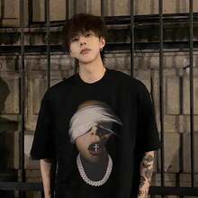 Men's American-Style Printed Short-Sleeved T-Shirt, 100% Cotton, Modern And Fashionable, Unisex, Summer, Loose Fit, And Plus Size. BDAD CBXB - 白色 - 查看 2