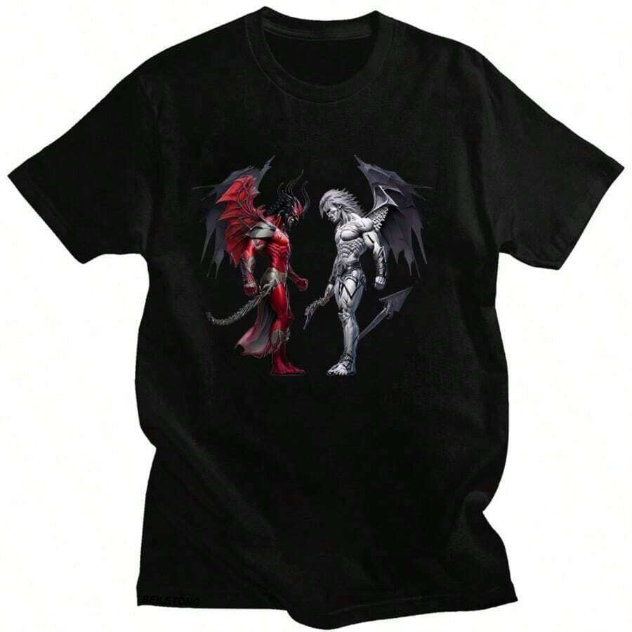 Camiseta de Verano con Estampado de Anime Chiikawas, Estilo Vintage Japonés, de Algodón Puro, Camiseta de Moda de Manga Corta para Hombre |   Diseño exquisito |   Suelto y cómodo |   Fácil de combinar | - Negro 12 - Ver 1