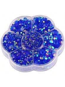 每盒5000顆，2mm、3mm、4mm、5mm、6mm共5種尺寸。花形盒裝平底水晶水鑽，多色水晶寶石，珠寶珠飾，玻璃藝術貼紙。適用於衣服、包包、鞋子、杯子、手機殼、手工藝品和DIY裝飾 - 5000件 - 查看 25