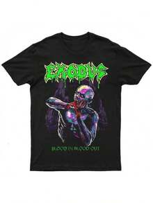 2026 Nueva Camiseta Unisex de Moda Urbana de Manga Corta en Algodón Puro con Estampado BLACK MAGIC y Cuello Redondo - Negro - Ver 2