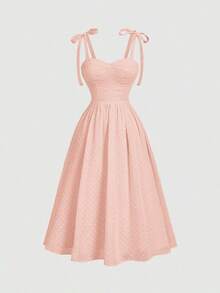 MOD Vestido de verano con estampado floral y tirantes anudados para mujeres, vestido largo con estampado floral para primavera, vestido de vacaciones, vestido de fiesta, atuendos de campo, ropa de playa de vacaciones, vestido bohemio para mujeres, atuendos de cumpleaños para mujeres, vestido de primavera y verano, atuendos para brunch - Blanco y Negro - Ver 3