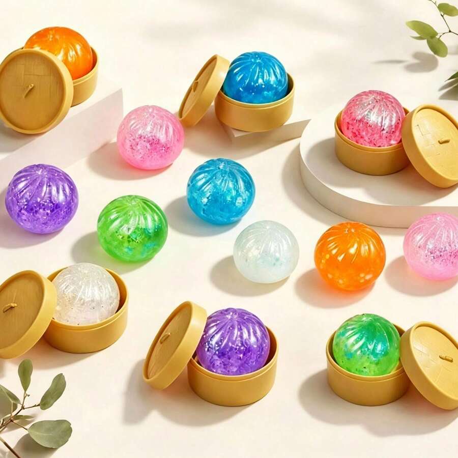 1 cái bóng bóp mềm hình bánh bao lấp lánh nhiều màu sắc, màu ngẫu nhiên, có thể tháo rời, dùng để giảm áp lực. Có hai kiểu dáng và màu sắc được gửi ngẫu nhiên. - Nhiều màu - Xem 1