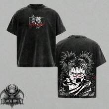 Local Warehouse Items Women's ClothesChoso Vintage Washed Oversized T-Shirt,  Anime Graphic Tee, Heavyweight Cotton Streetwear Fit, Unisex Casual Top, Gift For Anime Fans & For Him.Motif Women Clothesanti-UV Men T-Shirts Fall/Winter - màu đen - Xem 2