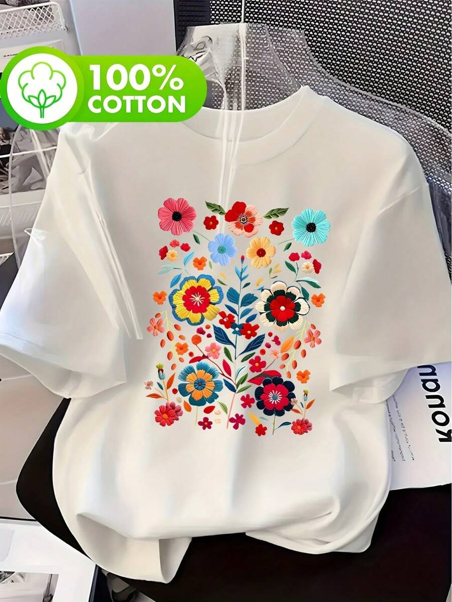 Camiseta de mujer para primavera y verano - Blanco - Ver 1