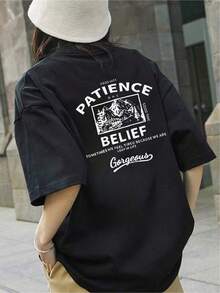 New 2026 Women's T-Shirts, Casual Black T-Shirt, Modern Design, Positive Message, Urban Style, Everyday Comfort, Ideal For Young People, Available Sizes, Graphic Design 2023, Urban Fashion, E-Commerce - 黑色 - 查看 6