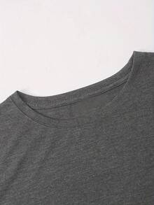 Plus Size - Plus Size - Cartoon Pill Bottle Design T-Shirt With Rainbow Letter Slogan, Casual Short Sleeve Crew Neck Top For Summer And Spring, Plus Size Women's Clothing - Màu xám đen - Xem 3