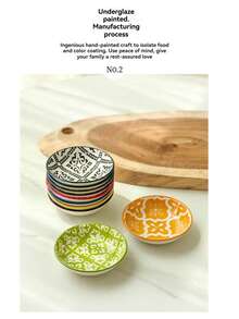 1 chiếc đĩa đựng gia vị bằng gốm kiểu Bohemia, đĩa đựng nước tương, đĩa đựng giấm, đĩa đựng nước chấm nhỏ, đĩa đựng đồ ăn nhẹ sáng tạo. - Nhiều màu - Xem 3