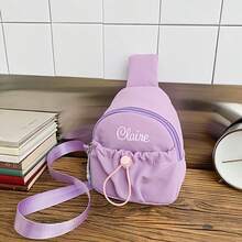 1個客製化刺繡斜背包 個性化姓名斜挎胸包 可愛粉色拉鍊收納袋 學校旅行胸包 女孩男孩獨特禮物 - 彩色 - 查看 5