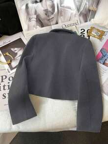 Chaqueta de Traje Casual para Mujer , con Cuello de Solapa y Manga Larga, para Otoño - Gris Oscuro - Ver 2
