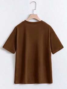 Simple And Fashionable Women's T-Shirt, Suitable For Summer. - 棕色 - 查看 2