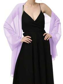 Scialle in chiffon, adatto per spose, matrimoni, abiti da cerimonia e occasioni speciali - Viola - Visualizzare 4