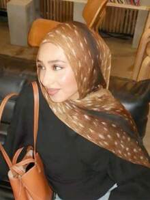 1PC Women's Scarf Bohemian Watercolor Brown Black Fawn Print Leopard Print Hijab, Suitable For Daily Wear With Abaya - Brownish Black - View 5