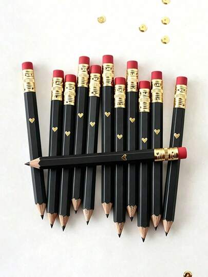 1/5/10/20pcs Black Pencils With Erasers, 4 Inch/10cm HB Hexagonal Pencils Suitable For School, Office, Gifts, Weddings, Back To School, Small Parties, Bridal Showers