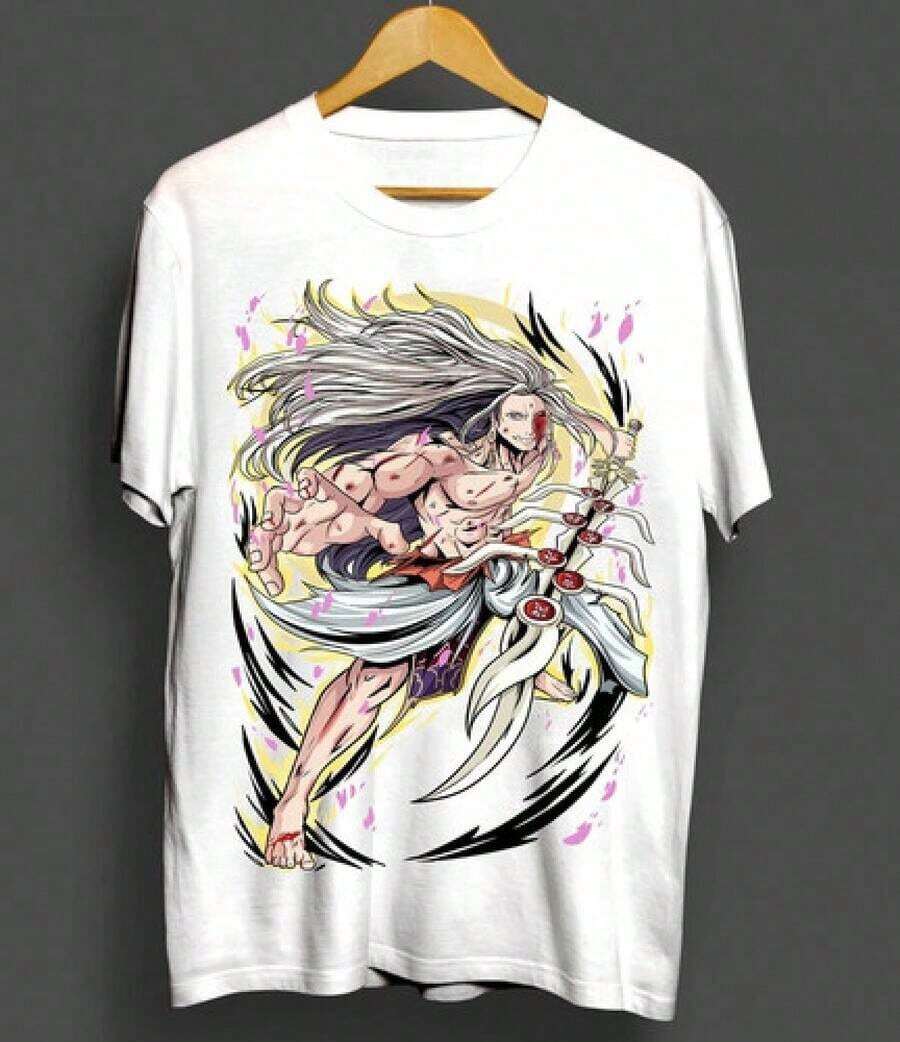 Buda T-Shirt Record Of Ragnarok Buddha Anime Manga Fan Gift Unisex T-Shirt White Urban Vibes Men'S Casual T-Shirt Loose-Fit Round Neck Design With Stylish Print, Perfect For Daily Wear. Adecuado como regalo.playera de mujer.blusas>elegante.boho chic,Top de mujer suave, transpirable y cómodo, ideal para primavera, verano y otoño, perfecto para vacaciones, viajes y uso diario. - Blanco - Ver 1