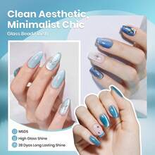 Beetles 6 Colors Moonlit Mist Cat Eye Gel Nail Polish Set, Blue Glitter Fall Jelly Sheer Gel, Magnetic Shine Soak Off UV Gel, Salon DIY Manicure Gifts For Women - 6 Colors Blue Glitter - 查看 4
