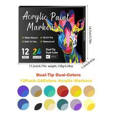 24-240 Colors Dual Tip Acrylic Marker Set, Durable And Fade-Resistant, Ideal For Artists Painting, Illustration, Craft Arts, Back To School Coloring Books And Other DIY Projects. Suitable For Paper, Fabric, Wood, Stone, Plastic, Glass, Ceramic, Pumpkin And Other Materials. Suitable For Students And Adults, Also An Ideal Gift For Thanksgiving, Halloween, Christmas. - Double-ended acrylic pen - View 20