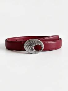 1 pièce Ceinture de mode pour femme avec décoration métallique, convient pour les pantalons - Rouge - Voir 8