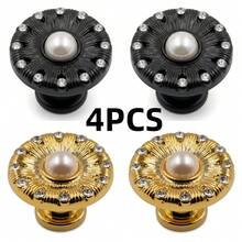 4PCS French Vintage Cabinet Knob, Inlaid Pearl & Rhinestone Drawer Pull, Decorative Furniture Door Handle For Dressing Table, Wardrobe Door, Home Hardware Decor - A - View 10