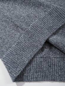 Sweater Rajut Lengan Panjang Kasual Longgar Leher V Warna Polos untuk Pria, Cocok untuk Perjalanan Sehari-hari dan Pakaian di Rumah, Musim Gugur/Dingin - Grey - View 9