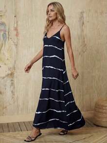 Vestido casual largo de punto elástico para mujer, cómodo y de moda para primavera/verano, vacaciones, adecuado para verano, vacaciones, con estampado vintage de flores, hojas y tropical - Multicolor 7 - Ver 5