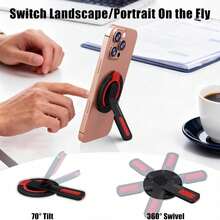 Multifunctional Foldable Phone Stand, 360° Rotatable Dual-Sided Magnetic Holder With Press Release Button, Innovative Magnetic Mount, Universal Phone Bracket For Office & Sports Use - Multicolor - View 3