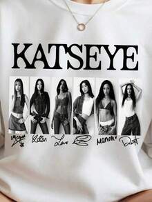 Imagen PNG inspirada en el grupo de chicas KATSEYE, clip art estético vintage de K-Pop, imagen de fan art en formato PNG, descarga digital de sublimación estilo K-pop, camiseta unisex. - Negro - Ver 6