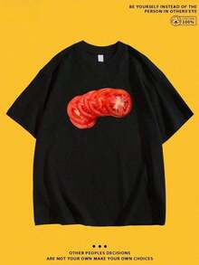 New Summer 2026 Collection, Unisex Styles, Crew Neck T-Shirt With Creative And Fun Cartoon Print, Pure Cotton Short Sleeve, Casual Style For Everyday Wear, Sizes: S–7XL | 24-Hour Shipping | Summer Clothing - 黑色 - 查看 6