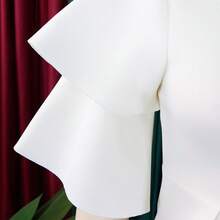 Women's Summer Dress, New Model, Double Ruffle Sleeve, Solid Color, Wide Full Skirt - White - View 7