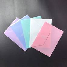 5 piezas/10 piezas Bolsas de documentos transparentes y coloridas con cierre a presión - Bolsas de oficina de polipropileno duraderas, bolsas de plástico, útiles escolares, accesorios de oficina - Multicolor - Ver 16